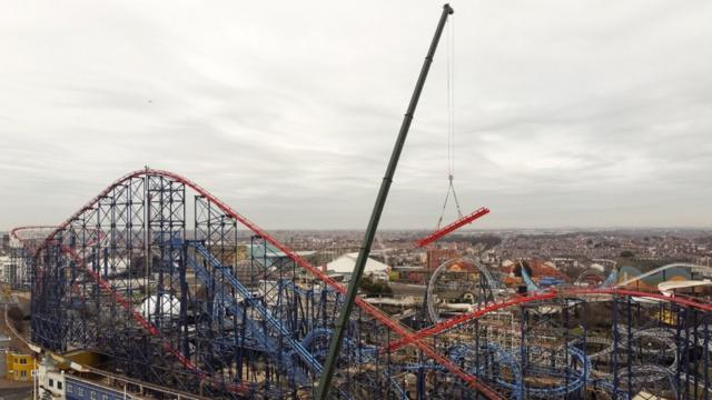 Blackpool Pleasure Beach s Big One fitted with new track