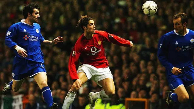 Christiano Ronaldo mu rukino rwa Manchester City na Leicester City itariki 13/04/2004