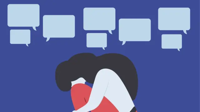 Ilustración de niña siendo víctima de bullying.