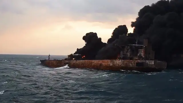 نفتکش سانچی، بعد از یک هفته سوختن در آتش