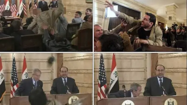 Journalist throw shoe at US presido Bush for 2008