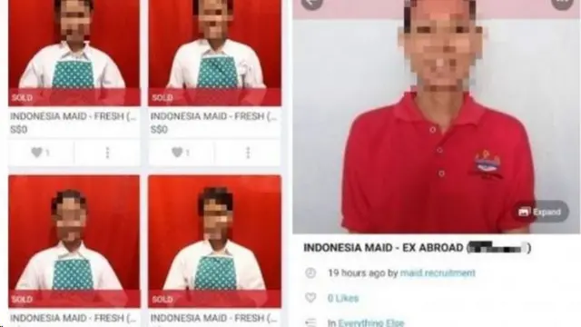 Perdagangan PRT Indonesia di sosial media di luar negeri.