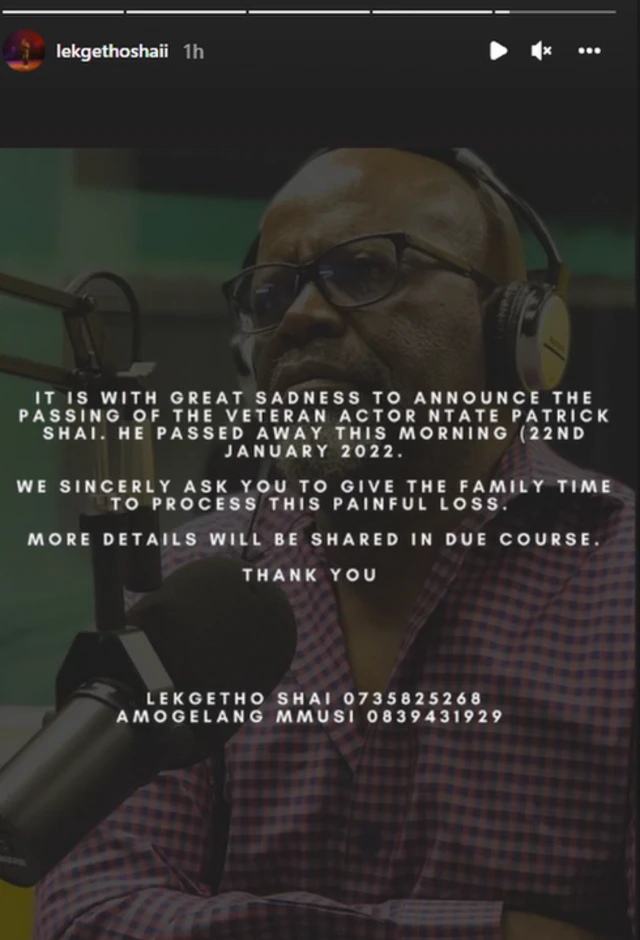 Lekgetho Shai Instagram post