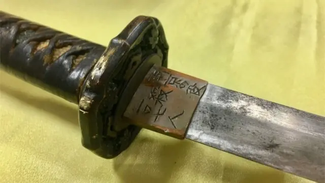 سيف الساموراي المستخدم في هجوم تايبي يحمل نقشا يقول إنه استعمل لقتل أشخاص في نانجينغ