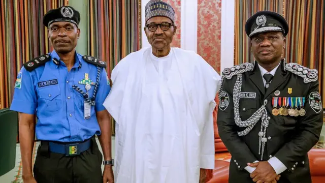 Aarẹ Buhari ati adele ọga ọlọpaa Adamu