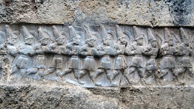 A procession of 12 Hittite gods at Yazilikaya, Hattusa, Turkey