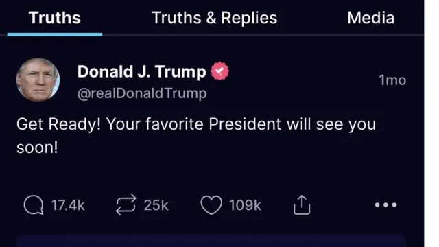 Degelka Trump uu ku leeyahay bartiisa Truth