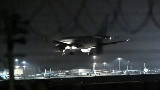 Plane lands