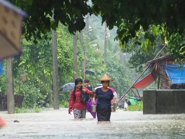 လေးမြို့မြစ်ရေကြီးလို့ မင်းပြားတစ်မြို့လုံးရေကြီး