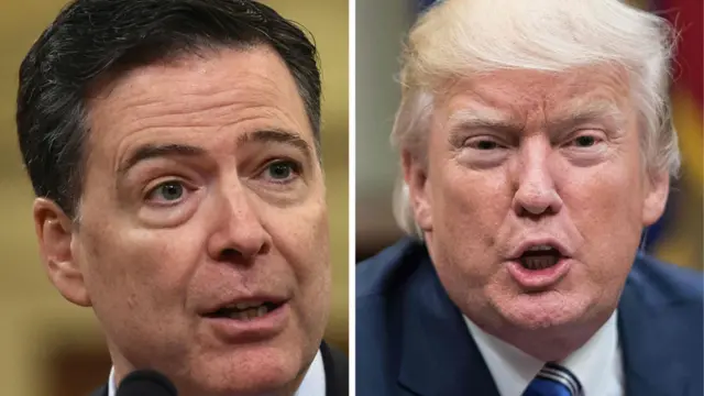 James Comey e Donald Trump numa foto-montagem