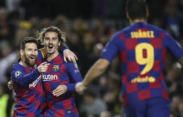 Lionel Messi, Antoine Griezmann and Luis Suarez