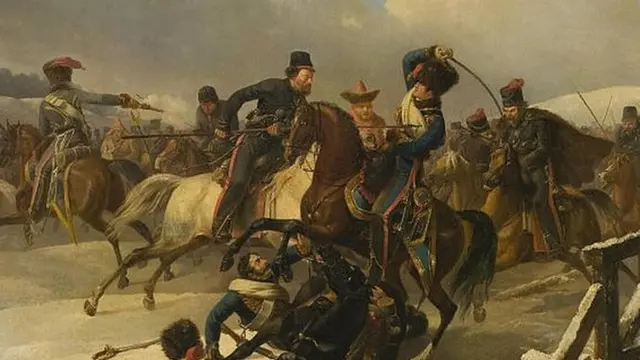 تعرض الفرنسيون خلال انسحابهم من روسيا لغارات القوزاق
