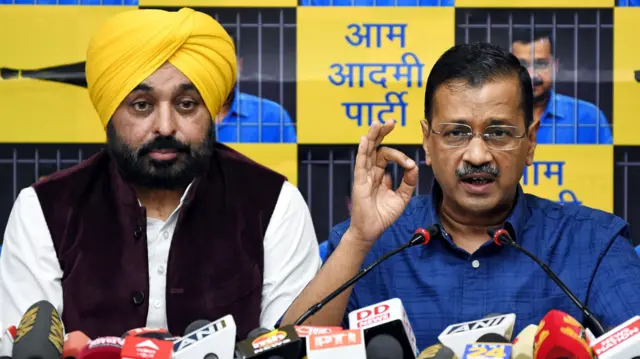 पंजाब के मुख्यमंत्री भगवंत मान और दिल्ली के सीएम केजरीवाल