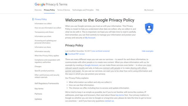 Google Privacy Policy