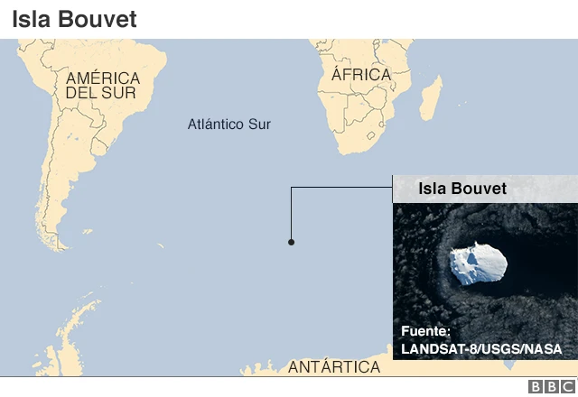 Mapa de la isla Boutvet en el Atlántico Sur