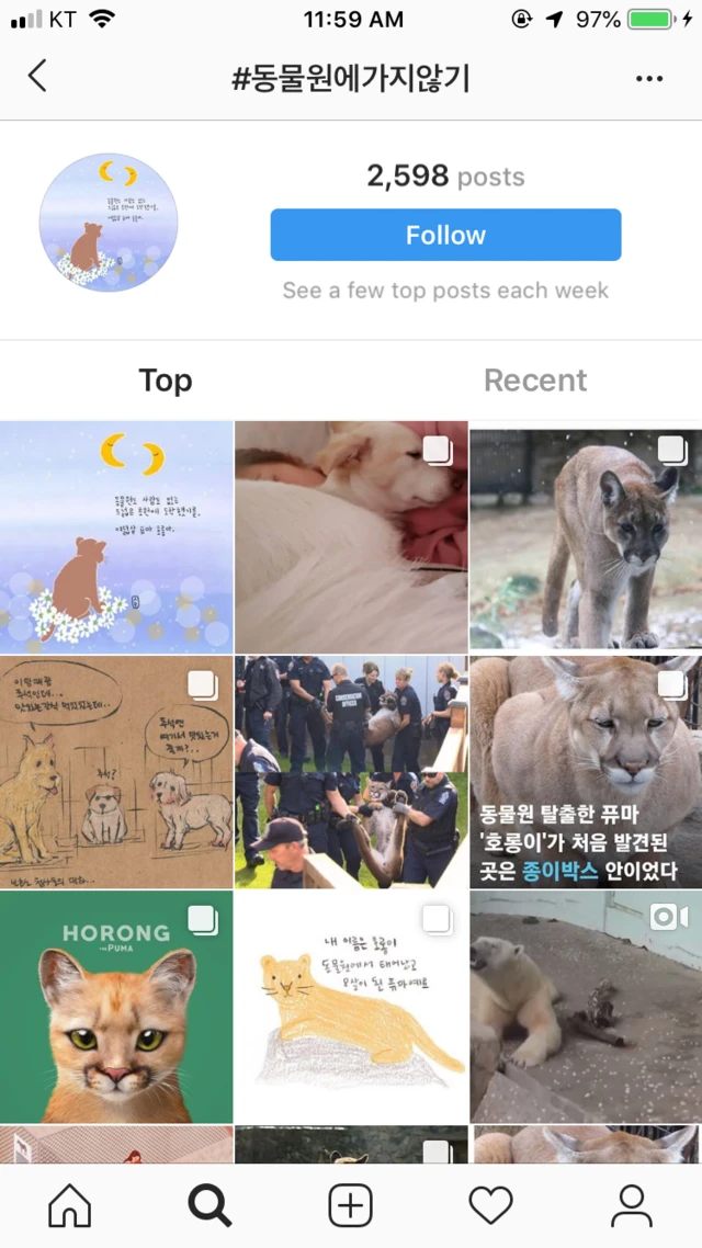 #동물원에가지않기 운동도 인스타그램을 중심으로 진행됐다