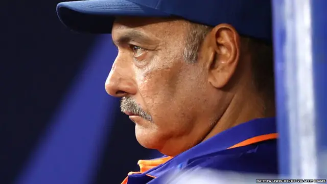 टी20 विश्व कप में भारत और न्यूज़ीलैंड के मैच के दौरान रवि शास्त्री