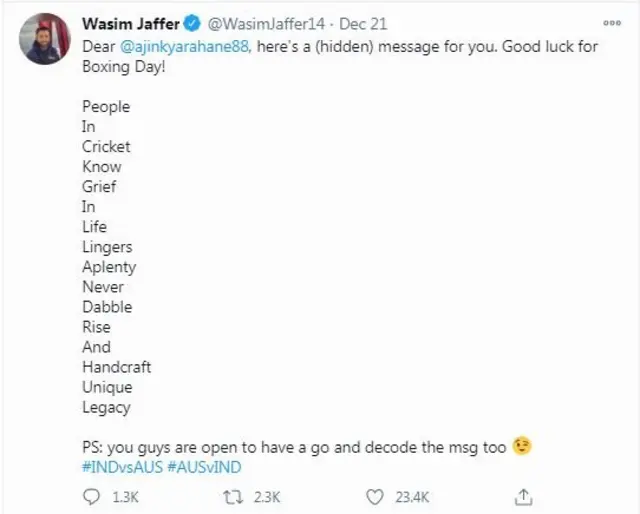 রাহানেকে জাফরের গোপন বার্তায় যা ছিল