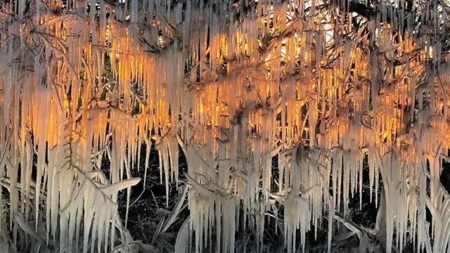 شروق الشمس على الجليد