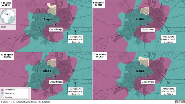 Mapa de cómo los rebeldes han perdido