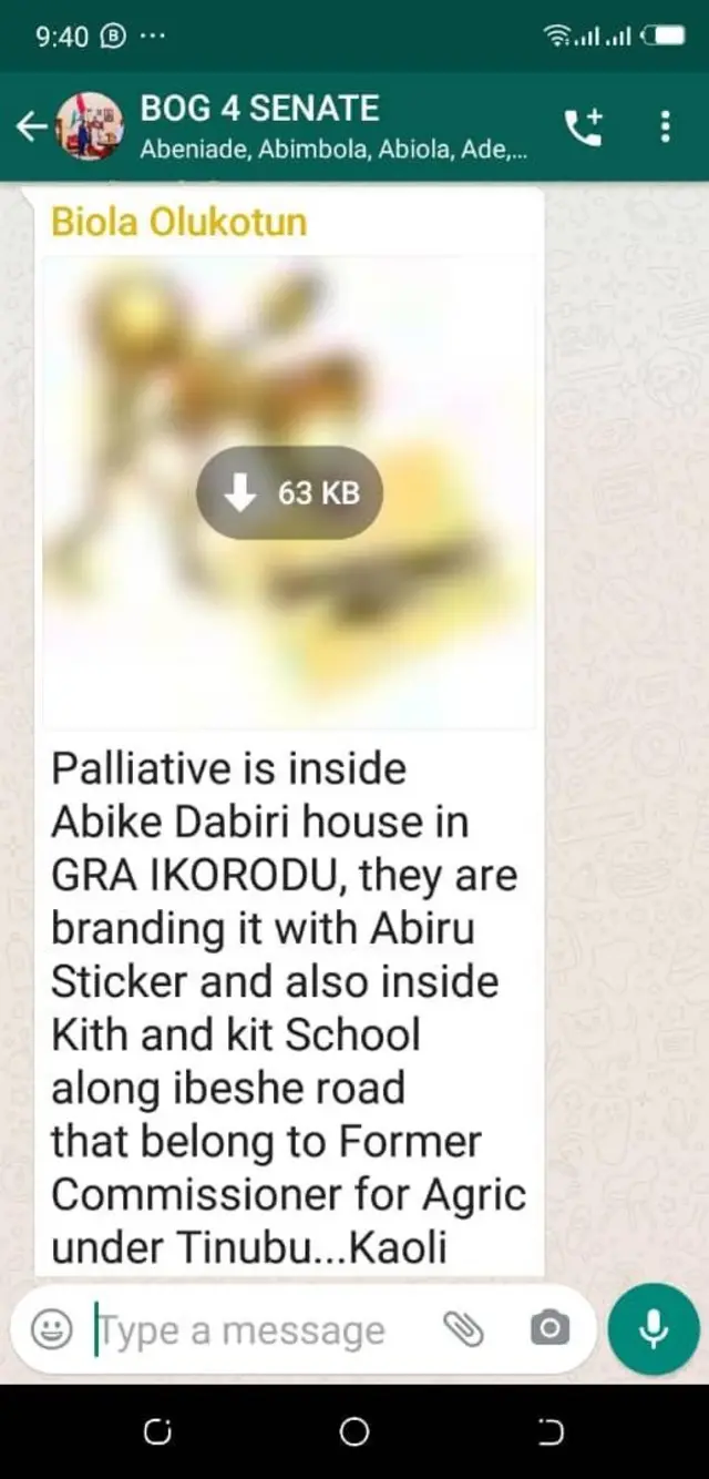 Aworan Whatsapp lati ọdọ Abike Dabir-Erewa