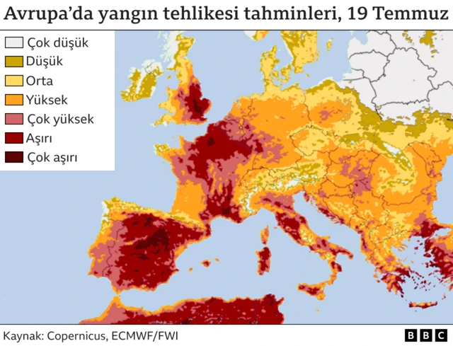 avrupa yangın risk haritası