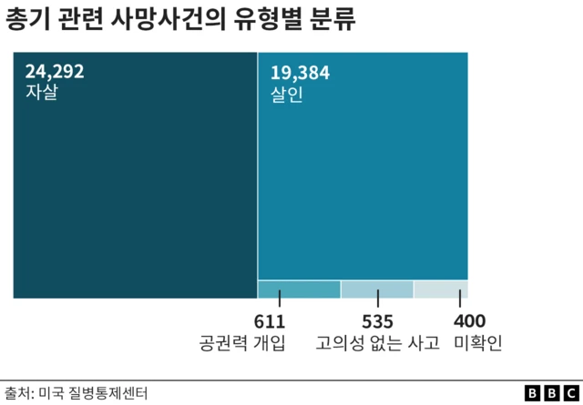 총기 관련 사망사건의 유형별 분류
