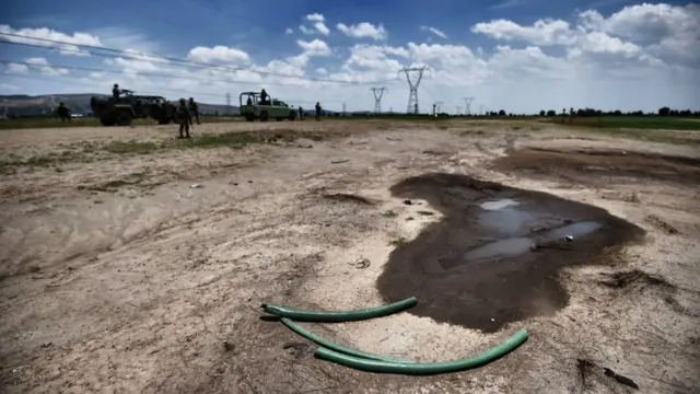 Área de extracción ilegal de combustible en Tepeaca, Puebla.