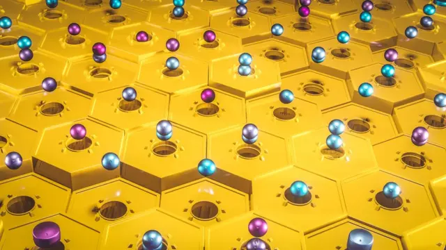 Графическое представление кубитов в состоянии суперпозиции и взаимодействия друг с другом