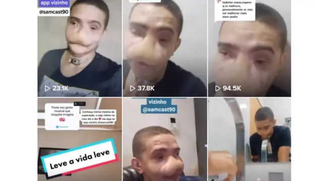 Prints de vídeos de Samuel no TikTok