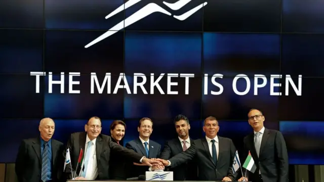 इसराइली स्टॉक मार्केट को शुरू करते यूएई के नेता