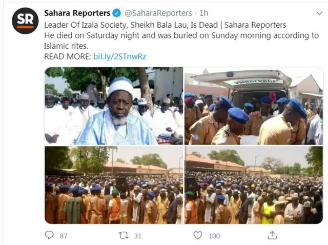 Shafin Twitter na Sahara Reporters