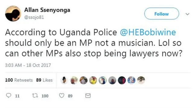 Bobi Wine social media reaction
