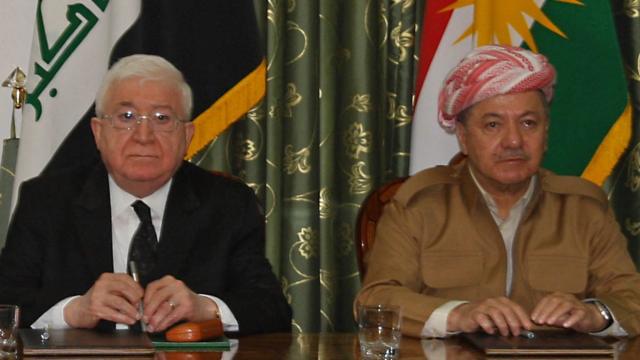 イラクのフアド・マスーム大統領（写真左）は15日にKRGのバルザニ大統領と会談した
