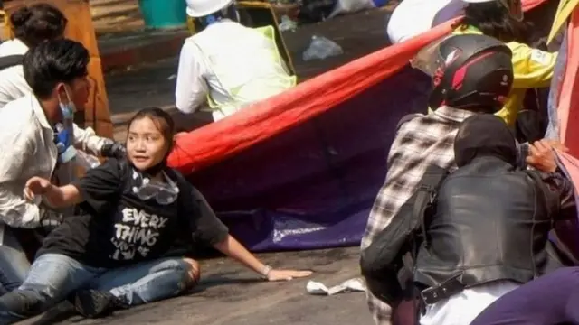 unjuk rasa di Myanmar.