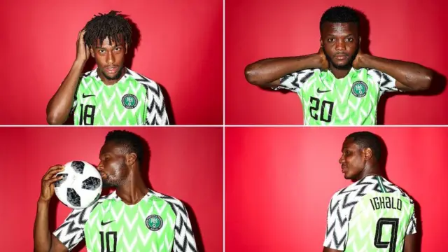 Di Super Eagles jersey dey scat pipo head.