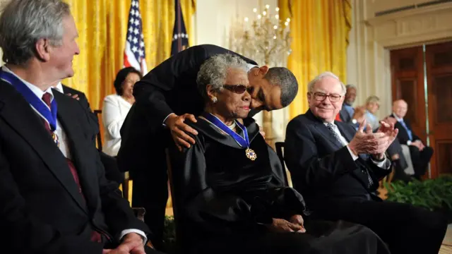 Maya Angelou with Barack Obama
