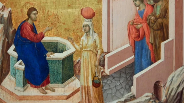 Il existe de nombreuses représentations dans l'art des gens près de puits, comme le Christ et la femme samaritaine (1310-11) de Duccio di Buoninsegna
