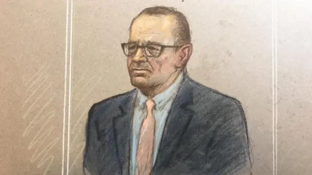 A courtroom sketch of Kevin Spacey