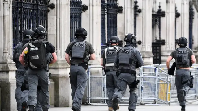 Maafisa wa polisi nje ya majengo ya Bunge