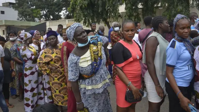 Mourners queue outside TB Joshua's synagogue in Lagos