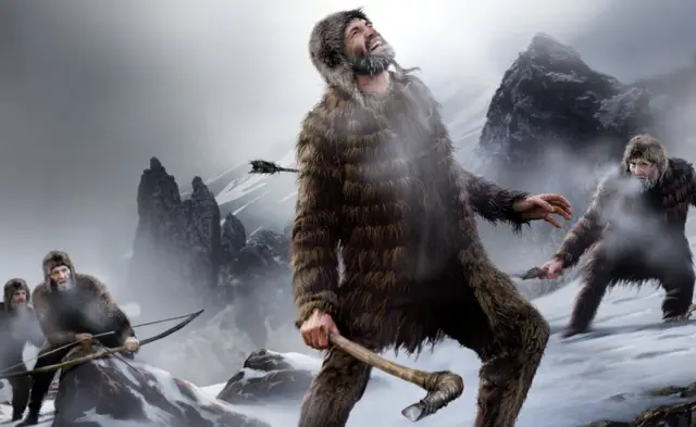 Ilustración de cómo pudo haber muerto el Hombre de Hielo