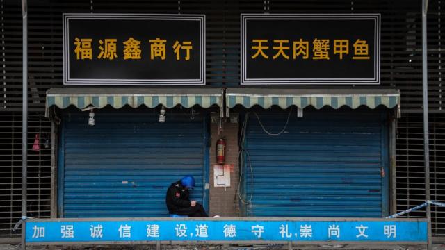 Mercado de Huanan, en Wuhan, en enero.