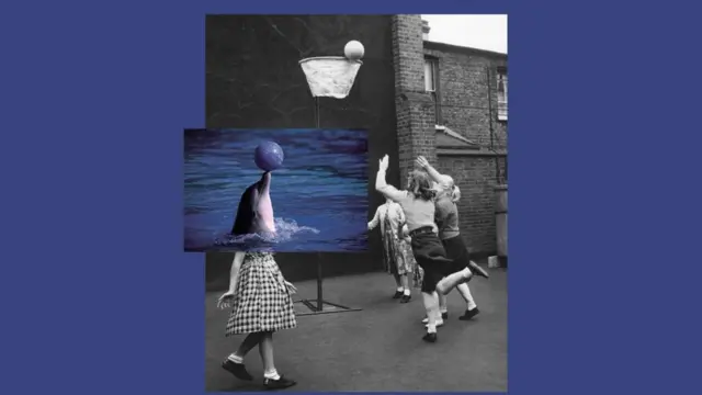 Composición de imágenes de delfines sobre humanos