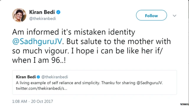 Kiran Bedi's tweet