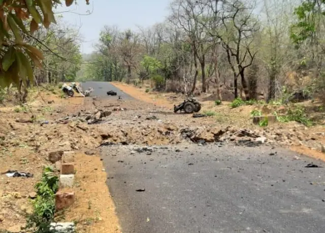 નક્સલવાદી હુમલાની તસવીર