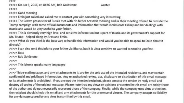 Trump Jr yazışmalar