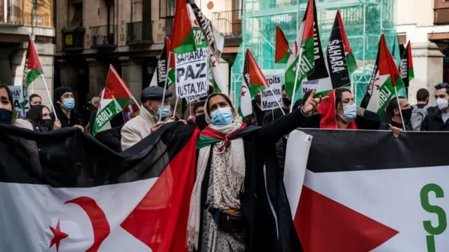 স্পেনের মাদ্রিদে ওয়েস্টার্ন সাহারায় স্বাধীন রাষ্ট্রের দাবিতে সাহরাওয়িদের বিক্ষোভ, অক্টোবর ২০২০