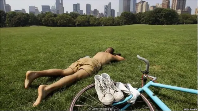 बागेत विश्रांती घेणारा युवक