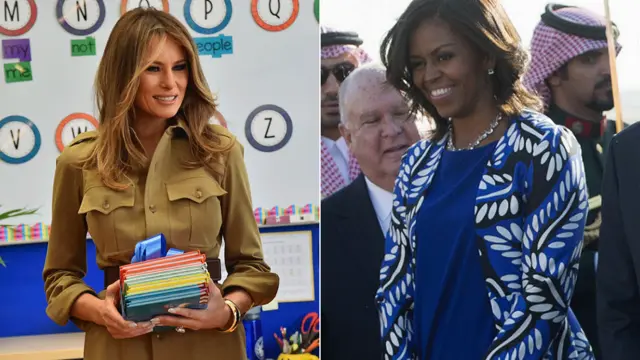 Melania Trump e Michelle Obamapvbetsuas visitas a Arábia Saudita